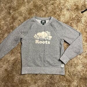 ROOTS Organic Original Crew Sweatshirt Logo Cotton Polyester Women's Small